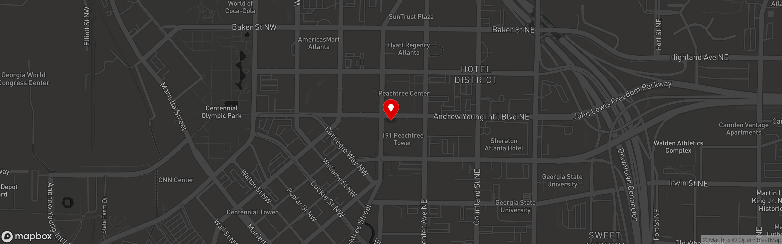 Map locating Grand Ballroom in Downtown Atlanta